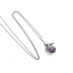 Halskette Edelstahl Engel mit Kashmiri-Perle violett