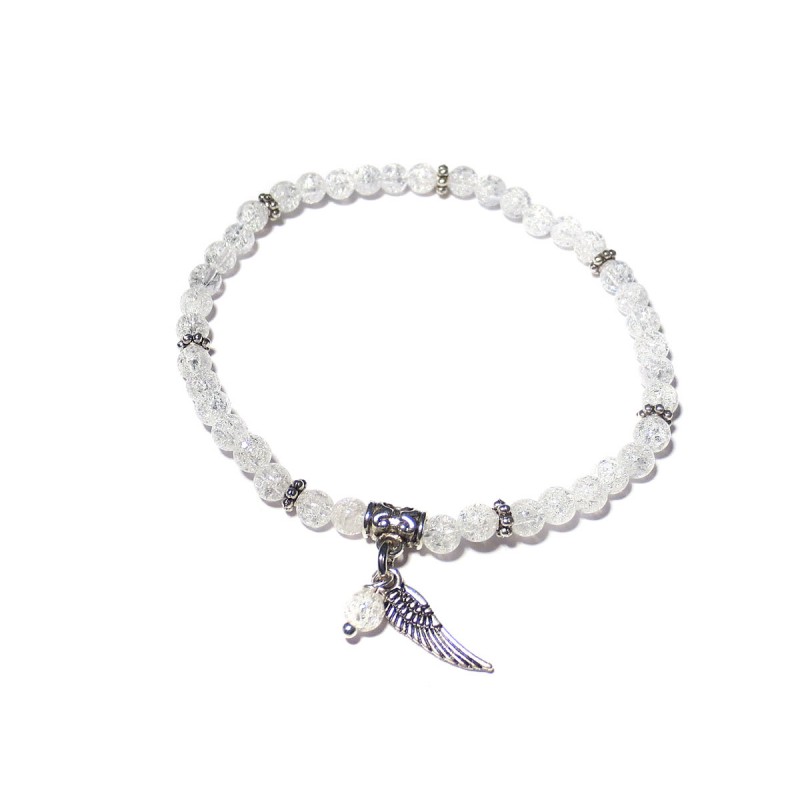 Bergkristall-Perlen-Armband geblitzt mit Engelsflügel und Perle