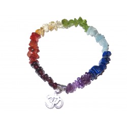 Chakra Edelsteinsplitter-Armband in sieben Farben mit Om Symbol